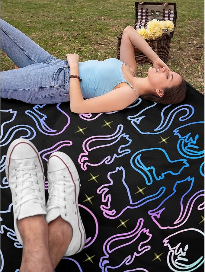 Star Colorful Cats Blanket Throw Super Soft and Cozy Blankets for Home Decoration, Couch, Bed, Sofa 80 in x 60 in Large for Adult for All Seasons