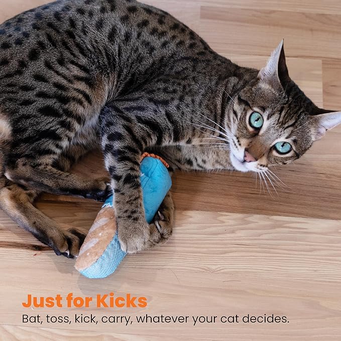 Catstages Loaf Kicker Catnip Toy and Dental Toy for Cats Bread Themed Funny Catnip Stuffed Kicker Toy, Tan