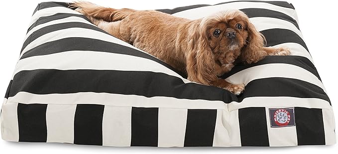 Majestic Pet Stripes Rectangle Medium Dog Bed Washable – Non Slip Comfy Pet Bed – Dog Crate Bed with Removable Washable Cover – Dog Kennel Bed for Sleeping, Polyester Fiber, Medium, Black