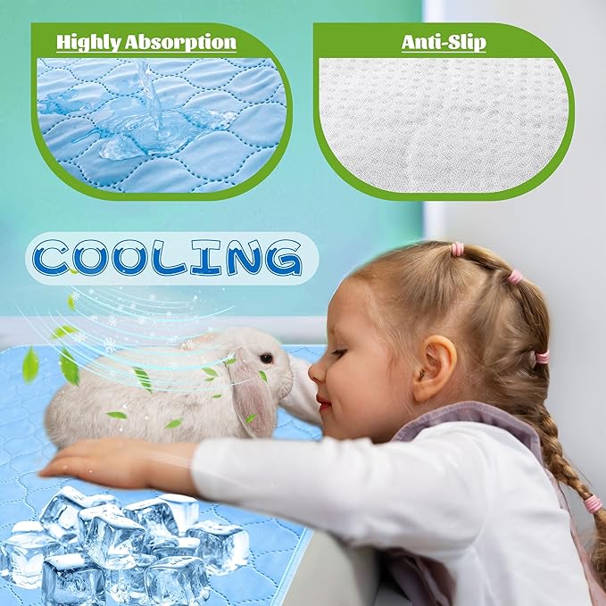 PatiencET Dog Cooling Mat, 22'' x 28'' Pet Cooling Mat for Dogs Cats, Summer Ice Silk Dog Cooling pad & Washable Pee Pad for Indoor or Outdoor - Bottom Waterproof and Anti Slip