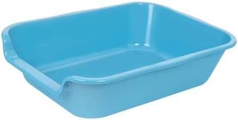 1 Pack of Extra Large Cat Litter Box (ABS Material), Low Entry Senior Litter Pen for Geriatric Kitty Big Cats, Jumbo Pet Safe Litter Boxes Tray for Pets Potty (Light Blue, 20" L x 15.5" W)