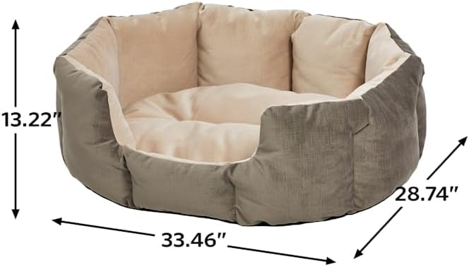Midwest Homes for Pets QuietTime Deluxe Tulip Nesting Pet Bed, Gray/Tan, Medium