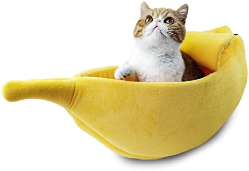 · Petgrow · Cute Banana Cat Bed House Medium Size, Christmas Pet Bed Soft Cat Cuddle Bed, Lovely Pet Supplies for Cats Kittens Rabbit Small Dogs Bed,Yellow
