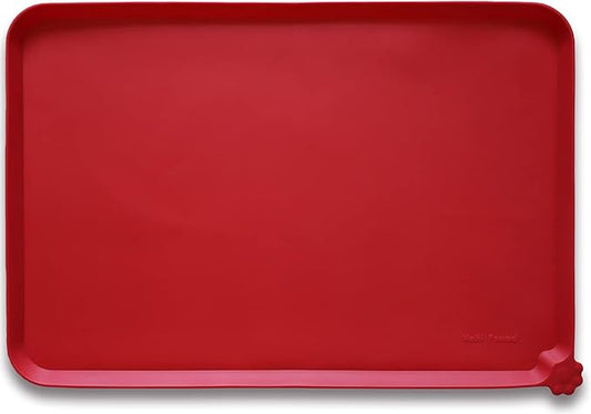 Hoki Found Large Silicone Pet Food Mats Tray - Non Slip Pet Dog Cat Bowl Mats Placemat - Dog Pet Cat Feeding Mat - Waterproof Dog Cat Food Mats -Pet Water Mats for Carpet -Classic Red