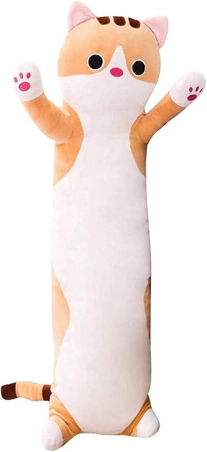 123Arts Cartoon Cat Soft Plush Long Throw Pillow Animal Neck Pillow Plush Toy,35"