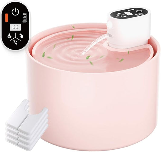 Ceramic Cat Water Fountain,2.3lL/78oz Cat Water Fountain Cordless, Automatic pet Water Fountain with Ultra-Quiet Pump and 4 Filter for Cats, Dogs, Multiple Pets