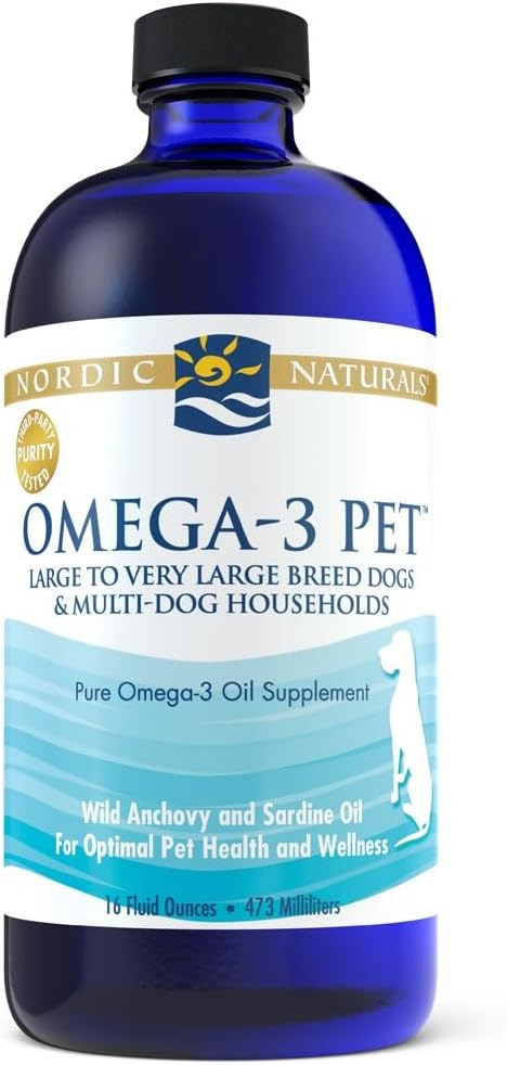 Nordic Naturals Omega-3 Pet, Unflavored - 16 oz - 1518 mg Omega-3 Per Teaspoon - Fish Oil for Large to Very Large Dogs with EPA & DHA - Promotes Heart, Skin, Coat, Joint, & Immune Health