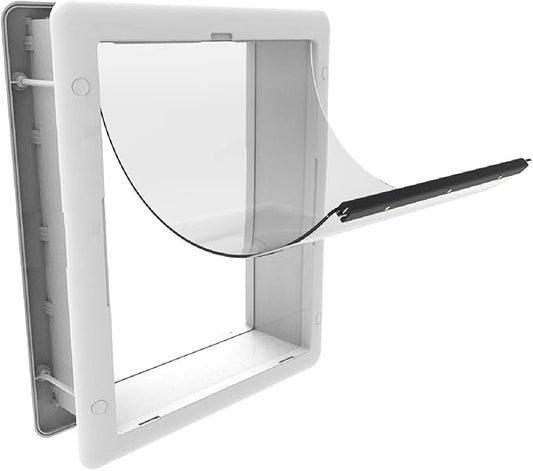 Essential Pet Door for Screens, Doors and Walls up to 2.17" Thick, for Dogs and Cats up to 11 lbs, Small, White