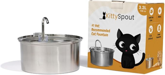 The KittySpout Stainless Steel Cat Water Fountain, 3.2L/108oz