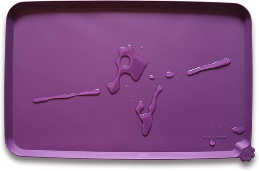 Hoki Found L Silicone Pet Food Mats Tray - Non Slip Pet Dog Cat Bowl Mats Placemat - Dog Pet Cat Feeding Mat - Waterproof Dog Cat Food Mats -Pet Water Mats for Carpet - Eggplant