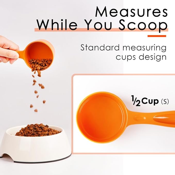 SUPERDESIGN 1/2 Cup Dog Food Scoop for Container Melamine Measuring Scoop for Dogs Cats Birds and Rabbits Pet Food Feeding Scoop Dishwasher Safe - Orange