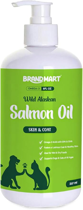 Wild Alaskan Salmon Oil for Dogs & Cats Omega 3 Skin & Coat Support, Liquid Food Supplement for Pets, EPA + DHA Fatty Acids for Joint Function, Immune & Heart Health, Fish Oil Supplements for Dogs