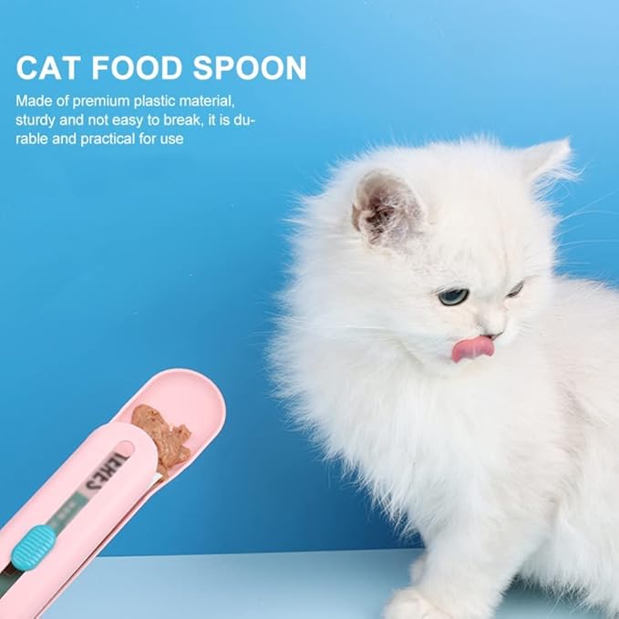 Cat Wet Treats Dispense Spoon，Treat Squeeze Spoon， Feeding & Watering Supplies Wet Cat Food Storage pet Food Spoon(Blue and Yellow)