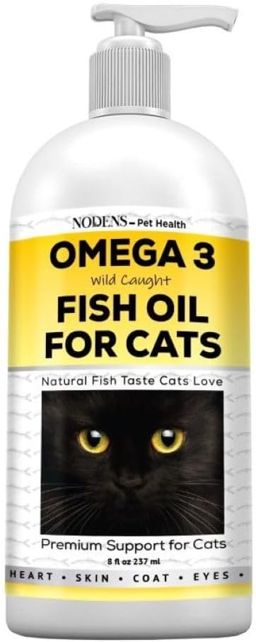 Fish Oil for Cats Natural Omega 3 Fish Oil Liquid for Pets - Cat Shedding Products, Cat Dandruff - Omega 3 Fish Oil for Cats Hairballs - Cat Health Supplies Omega 3 for Cat Vitamins and Supplements
