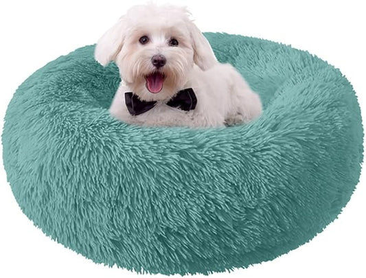 Dog Bed for Small Medium Large Dogs, 24 inch Calming Dogs Bed, Washable-Round Cozy Soft Pet Bed for Puppy and Kitten with Slip-Resistant Bottom
