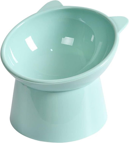 Tilted Elevated Cat Food Bowl - Cat Bowls Whisker Friendly Anti Vomiting Slanted Cat Feeding Bowls Cute Shallow Cat Bowl (Tall Cat Bowl-Green)