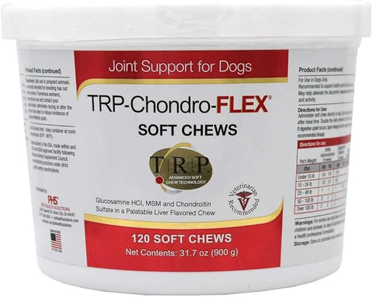 PHS TRP-Chondro-Flex Joint Support Supplement for Dogs - Glucosamine, MSM, Chondroitin - Hip and Joint Pain Relief and Support - Made in USA - 120 Soft Chews