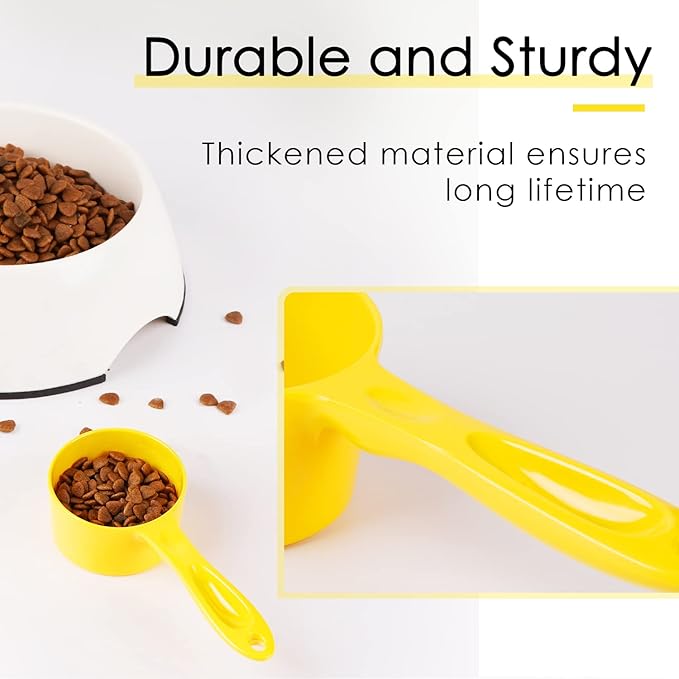 SUPERDESIGN 1/2 Cup Dog Food Scoop for Container Melamine Measuring Scoop for Dogs Cats Birds and Rabbits Pet Food Feeding Scoop Dishwasher Safe - Yellow