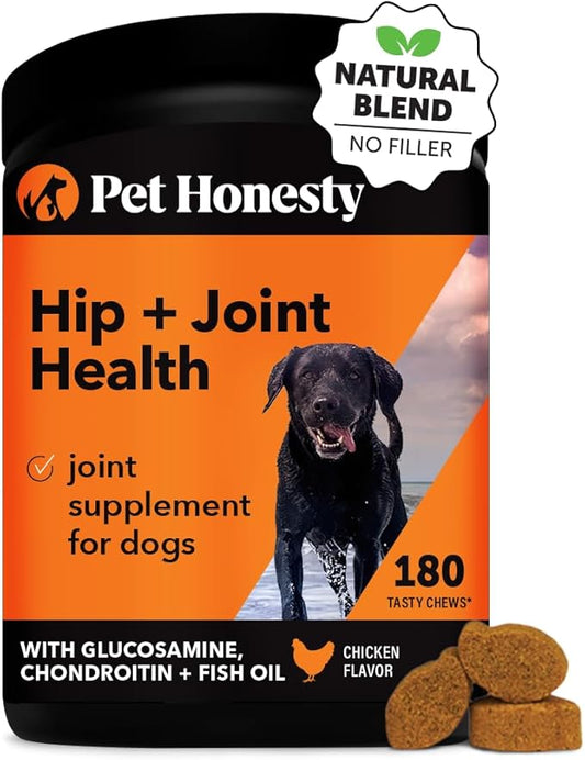 Pet Honesty Hip & Joint Health - Dog Joint Supplement Support for Dogs with Glucosamine Chondroitin, MSM, Turmeric - Glucosamine for Dogs Soft Chews - Advanced Pet Joint Support and Mobility - 180 ct