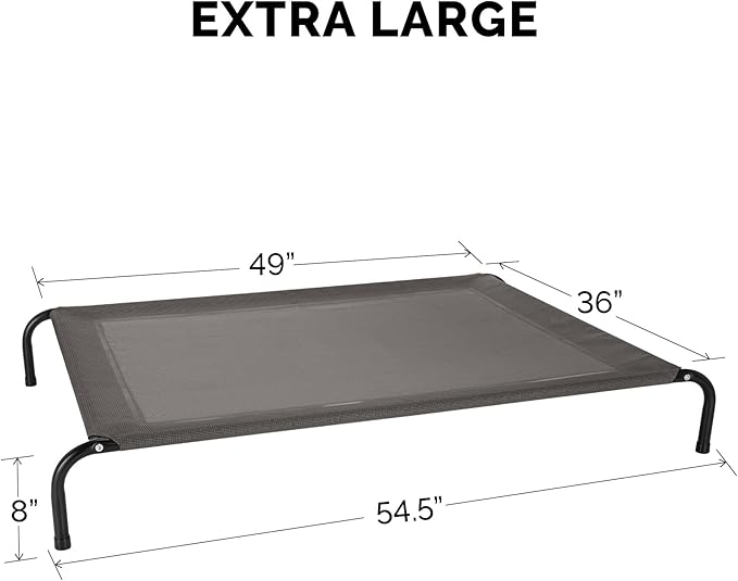 FurHaven Elevated Pet Cots - Cooling & Breathable Nylon Mesh Hammock for Large Dogs/Easy-to-Assemble / / Durable and Reinforced/Perfect for Rest & Relaxation Outdoors - Graphite Gray, Extra Large