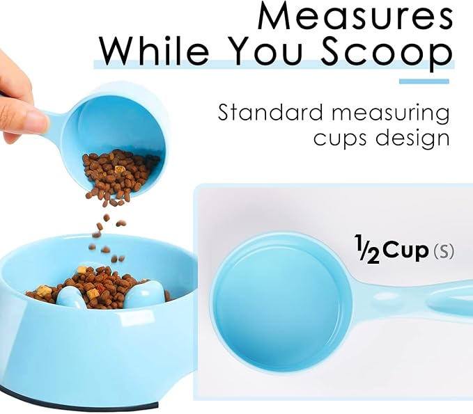 Super Design 1/2 Cup Dog Food Scoop for Container Melamine Measuring Scoop for Dogs Cats Birds and Rabbits Pet Food Feeding Scoop Dishwasher Safe - Baby Blue