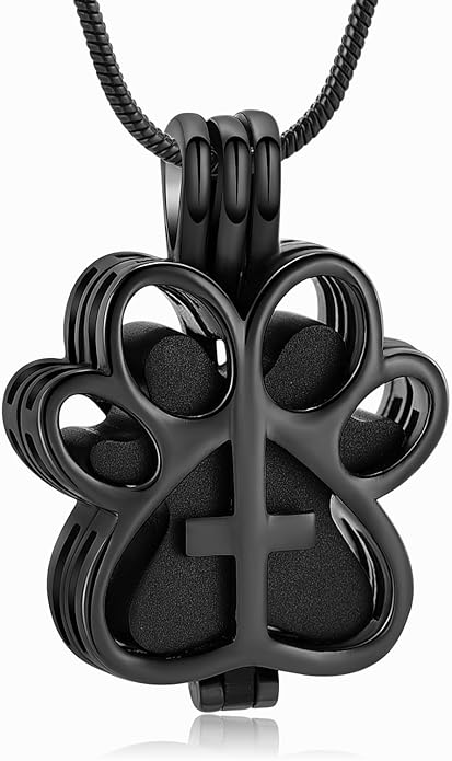 Pet Cremation Jewelry for Dog/Cat Paw Stainless Steel Memorial Locket Urn Necklace with Hollow Urn Cremation Jewelry for Ashes