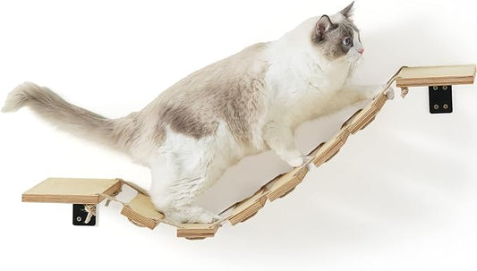 FUKUMARU Cat Bridge Wall Mounted, 12.8 in Wider Cat Shelf and Cat Climbing Step for DIY Cat Highway and Cat Wall, for Most Kitten, Medium and Large Cats
