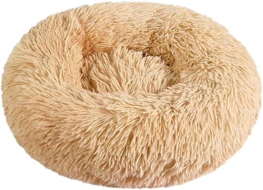 otoez Kitten Puppy Bed Extra Small XS Round Dog Cat Beds Anti Anxiety Plush Pet Calming Donut Bed with Non-Slip Waterproof Bottom, Washable (15.7", Oatmeal)