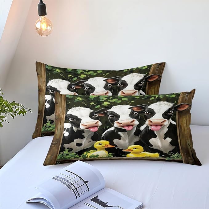 Highland Cattle Comforter Set Twin Cute Animal Bedding Set Aesthetic Comforters Soft Down Alternative Comforter Sets Teens