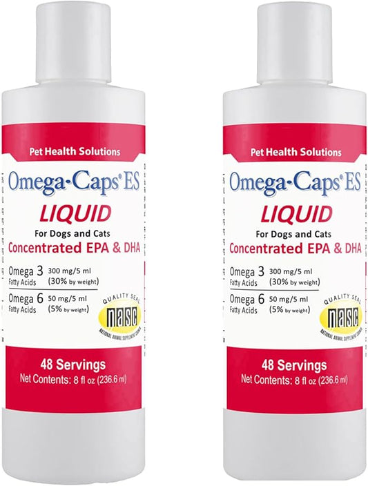 Omega-Caps Extra Strength Liquid for Cats & Dogs. Vet Formulated for Healthy Radiant Skin & Coat, Reduces Excess Shedding. Contains EPA, DHA, & Omega 3 for Joint, Heart & Immune System Support. 16 OZ.