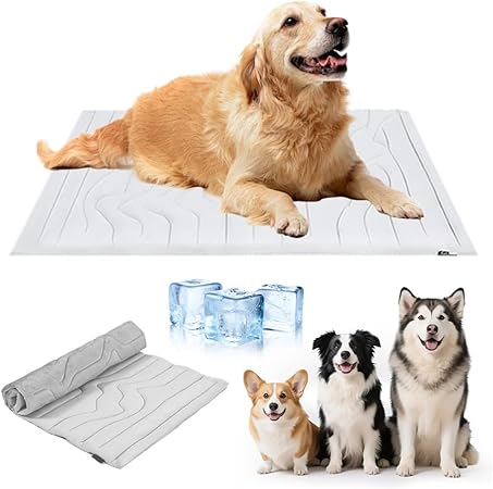 Dog Cooling Mat, 2025 Upgrade Cooling Pad for Dogs and Cats, Self-Cooling Mat for Pets, Dog Bed Mats for Summer Pet Cool Pad (Gray, Medium)