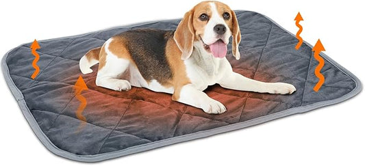 Nobleza Self Warming Pet Pad, Extra Warm Thermal Dog Crate Pad for Indoor Outdoor Pets, Washable Anti-Slip Kennel Mat for Medium Small Dogs and Cats, 28" × 19" Grey