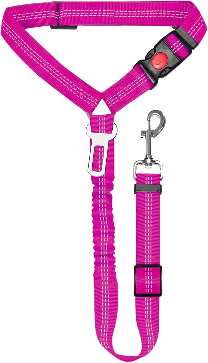 1 Packs Removable Dog Seat Belt Harness for Car, 3 in 1 Pet Dog Car Seatbelt Leash, Retractable Restraint Secures to Vehicle Headrest & Adjustable Reflective Dog Seatbelt Tether