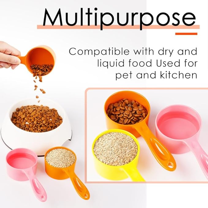 SUPERDESIGN 1/2 Cup Dog Food Scoop for Container Melamine Measuring Scoop for Dogs Cats Birds and Rabbits Pet Food Feeding Scoop Dishwasher Safe - Orange