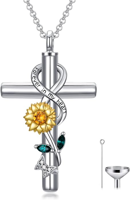 Cross Urn Necklace for Ashes 925 Sterling Silver Cremation Jewelry with Funnel Filler Kit Ashes Necklace for Human Women Girl Pets