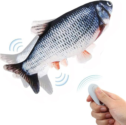 Remote Control Fish Cat Toy - Electric Floppy Fish Dog Toy, 11" Realistic Flopping Fish Kicker Toy, Interactive Cat Toys for Indoor Cats, Automatic Moving Catnip Toys for Kitten