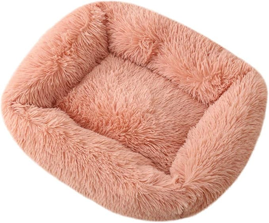 La La Pet® Donut Dog Cat Bed Cozy Cave Pet Bed Burrow Dog Bed Calming Cuddler Self-Warming Pet Bed Soft Plush Pet Cushion Improved Sleep for Cats Small Medium Dogs Rose L