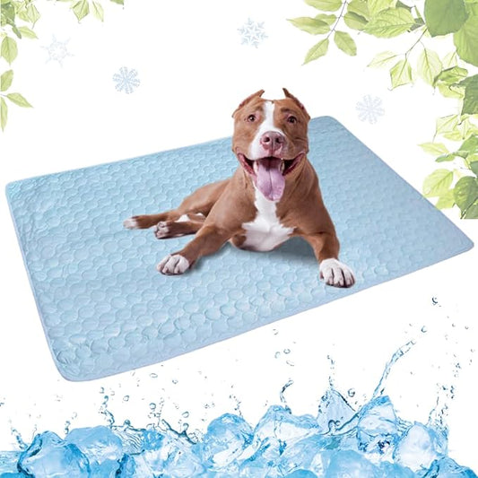 Dog Cooling Mat Washable, Portable Summer Dog Pad, Water-Absorbent Pet Cooling Pad, Ice Silk Self-Cooling Mat for Dog for Kennel/Sofa/Bed/Floor/Car Seats(Light Blue,21x27in)