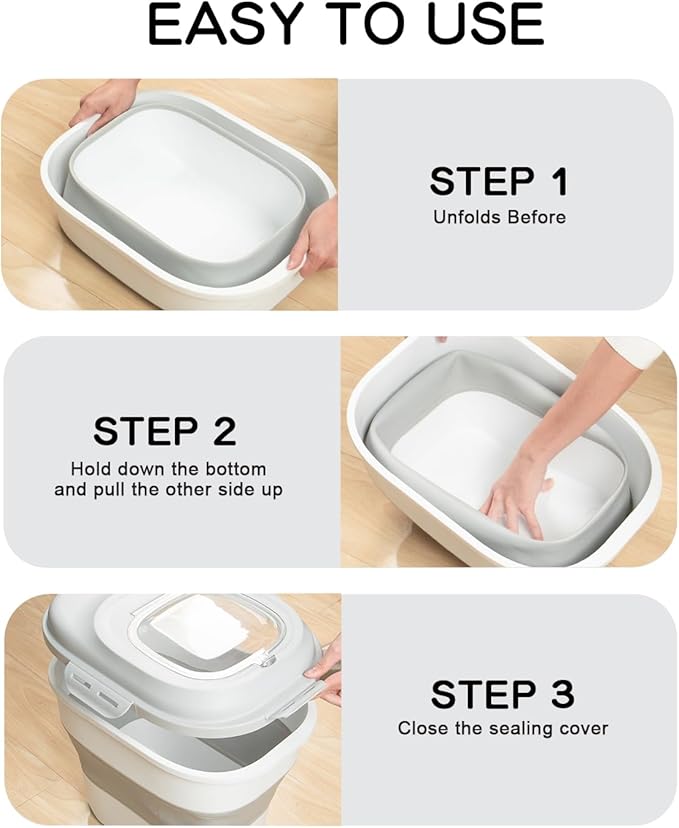 30-35 Lbs Dog Food Storage Container Collapsible Dog Food Container with Airtight Lids, Wheels, Scoop and 2pcs Food Storage Containers, Large Pet food storage for Dog, Cat