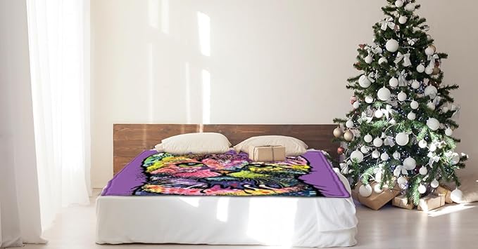 Dawhud Direct 50x60-Inch Cat Blanket Dean Russo 9 Lives - Plush Fleece Throw Blanket for Adults and Kids - Soft and Cozy for Bed, Couch, or Travel - Thoughtful Cat Lover Gifts for Women
