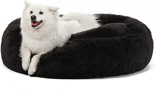 JEMA Calming Dog Beds for Medium Large Dogs,Washable Donut Cuddler Pet Bed Cushions,Durable & Cozy Soft Dog Bed with Removable Pad 24 Inch
