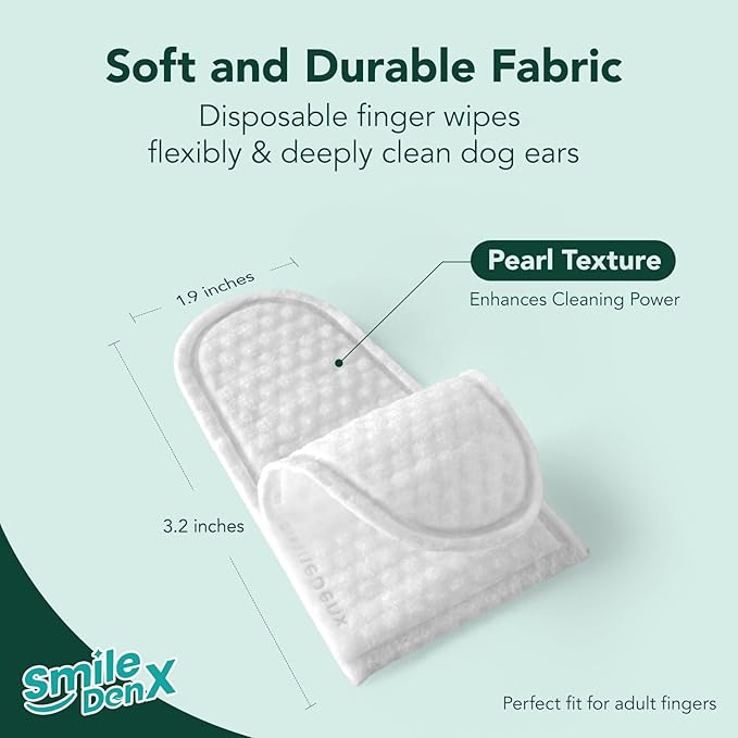 Dog Ear Cleaner Finger Wipes - Gently Remove Ear Wax & Debris, Relieve Ear Itching & Inflammation - Soothing Cleansing Deodorizing Ear Care Wipes for Cat and Dog (50 Pcs, Lavender)