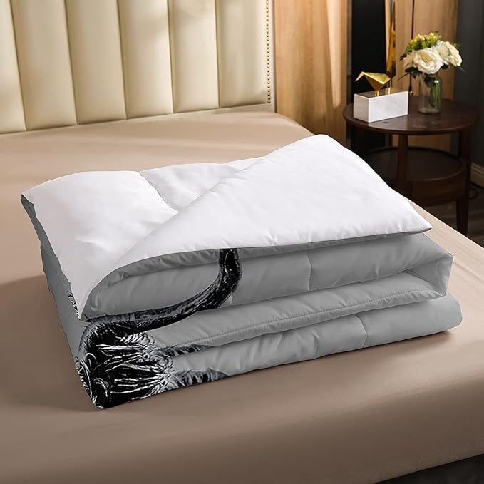 Highland Cow Bedding Set Twin Size Grey Bull Cattle Comforter Set Funny Farmhouse Wildlife Animal Duvet Set for Kids Boys Girls Teens Western Cowboy Style Down Comforter Adult Bedroom Decor