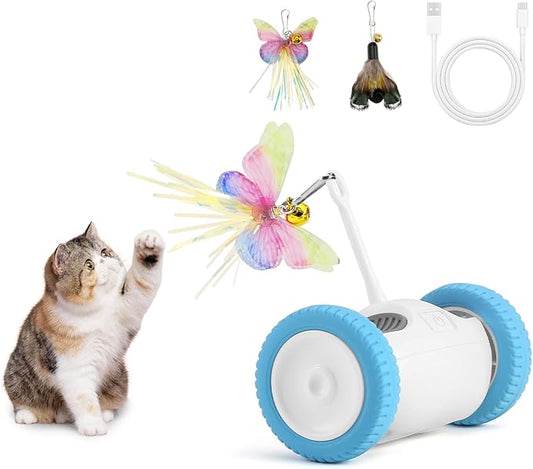 Interactive Cat Toy, Kitten Toy for Indoor Cats, Automatic Cat Toy with LED Lights, Cat Mouse Toy, USB-C Rechargeable