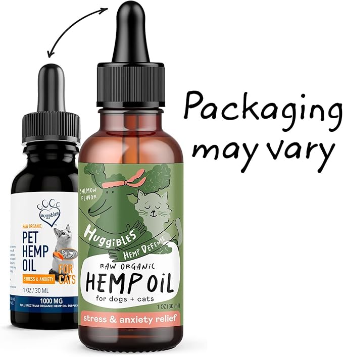 Organic Hemp Oil Drops for Cats and Dogs Calming Stress & Anxiety Support Omega 3 & 6 for Arthritis Inflammation and Joint Support | Liquid Drops Pet Supplement