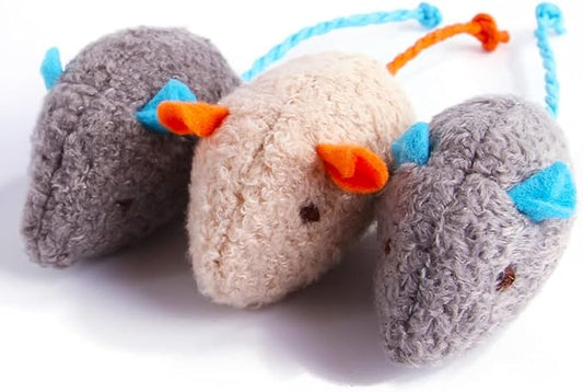 Q.Y.HOME Cat Toy Interactive Toy Plush Mouse Shaped Toy - (3 Pack),Small Breeds