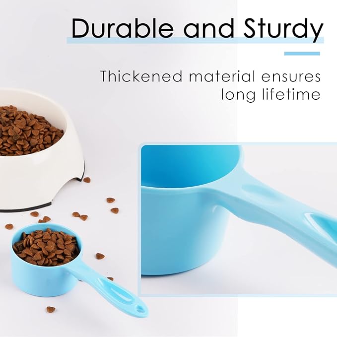Super Design 1/2 Cup Dog Food Scoop for Container Melamine Measuring Scoop for Dogs Cats Birds and Rabbits Pet Food Feeding Scoop Dishwasher Safe - Baby Blue