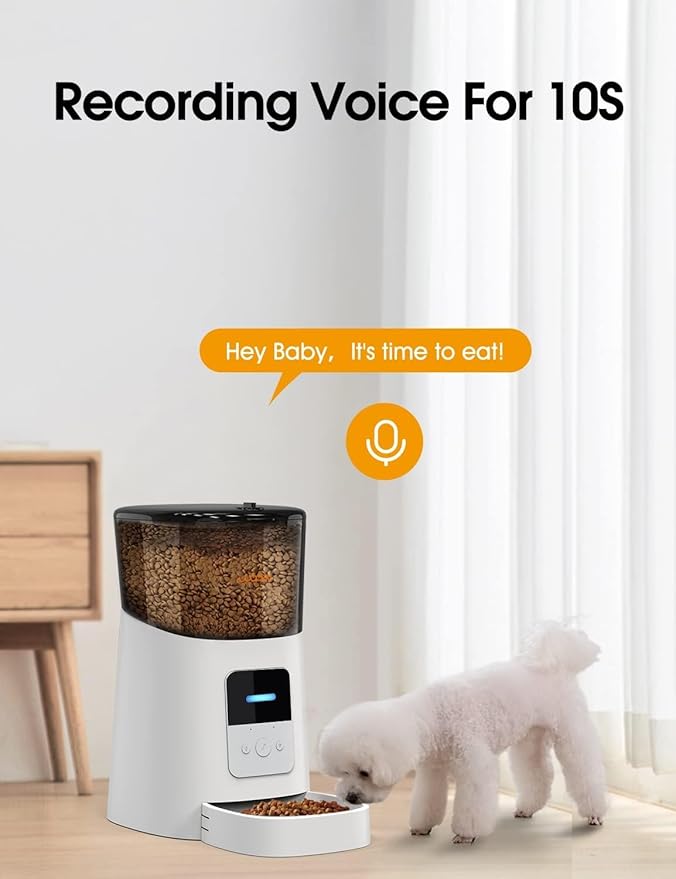 WOPET 6L Automatic Cat Feeder, WiFi Automatic Dog Feeder with APP Control for Remote Feeding, Automatic Cat Food Dispenser with Low Food Sensor and Voice Recorder, Up to 15 Meals Per Day