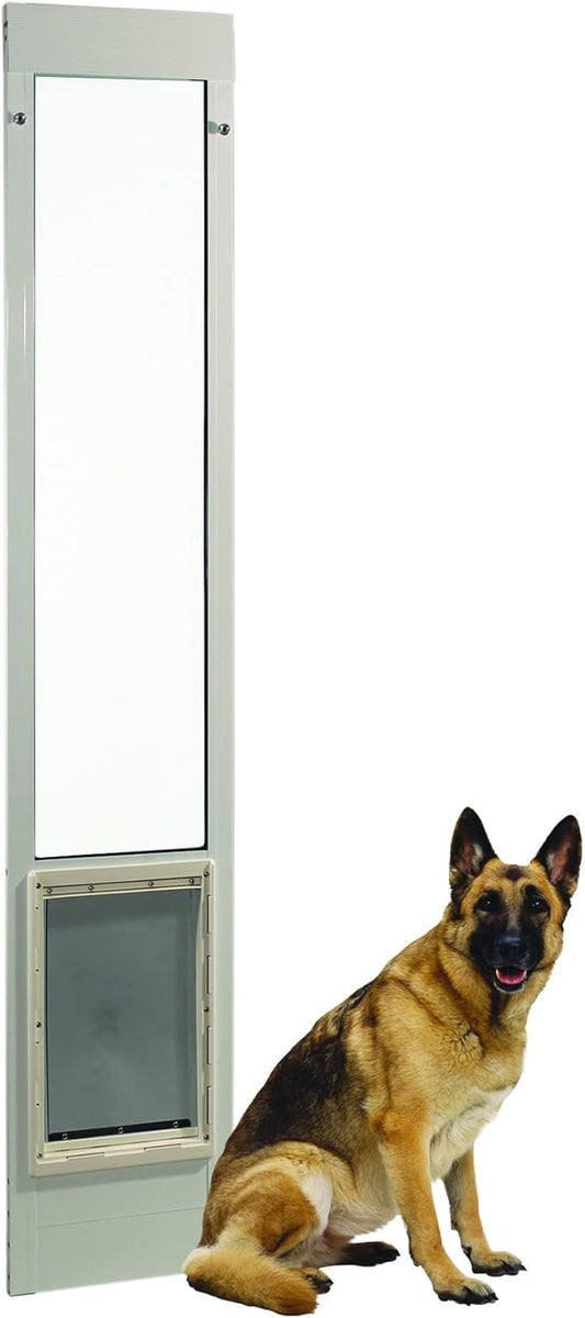 Ideal Pet Products Aluminum Pet Patio Door, Adjustable Height 77-5/8" to 80-3/8", 15" x 20" Flap Size, White