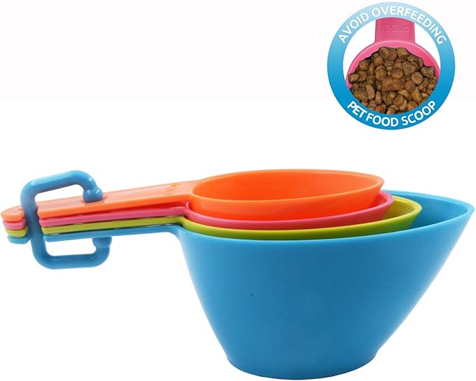 Pet Food Scoops Plastic Measuring Cups Set for Dog Cat and Bird Food (Random Color)